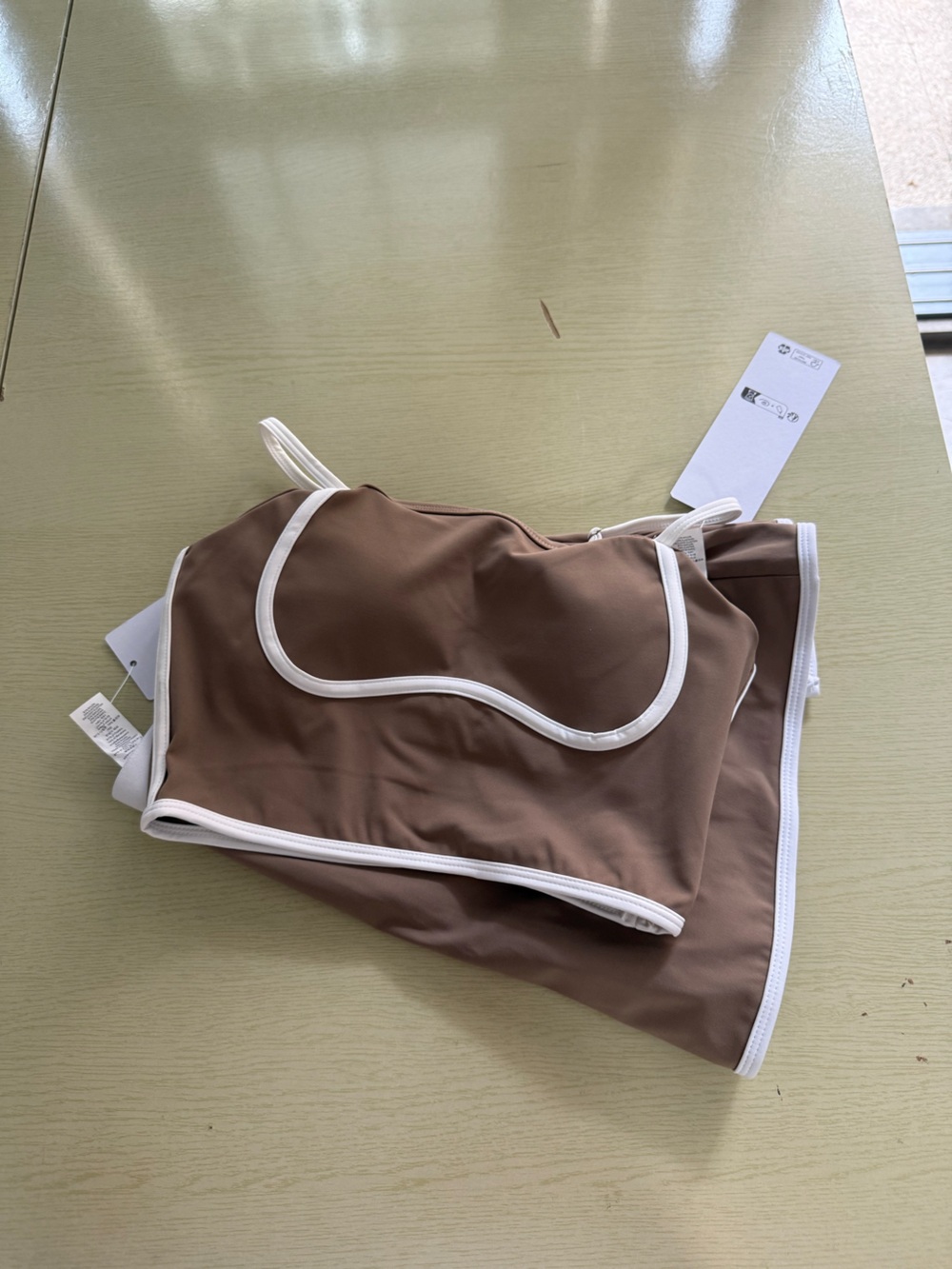 ALO Yoga Brown and White Sports Bra & Skirt Set - Picture 3 of 6